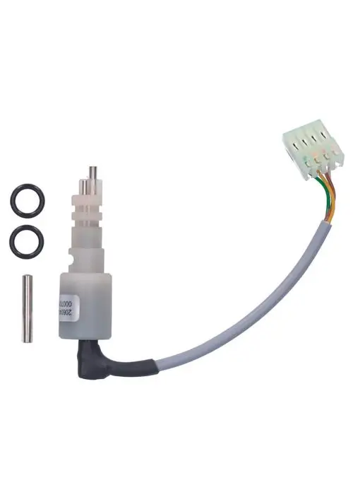 Leitwertsensor mit Kabel, zwei O-Ringen und einem Metallstift. Judo Ersatzteil für spezifische Anwendungen. Kabelende mit steckbarem Anschluss.